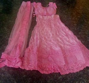 Neted Pink Lehenga Choli Set