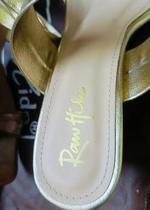 Rawhide Brand Women Gold Shiny Block Heel Sandal