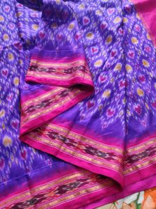 Violet And Pink Ikkat Silk Saree