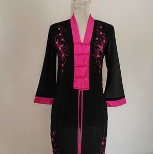 AO Dai In Black and Pink