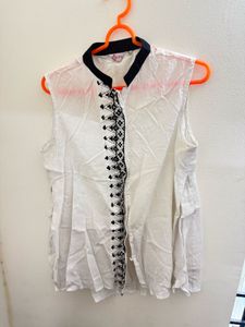 White Printed Sleeveless Top