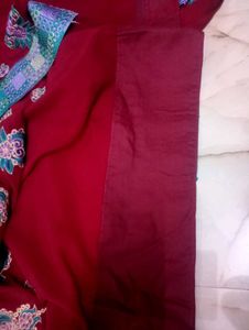 Maroon Aqua Colour Design Saree