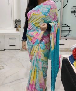 Georgette Multicolor Saree With Blouse