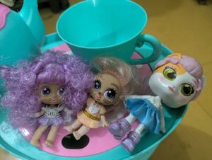 large Shopkins Shoppies Tea Party Set with dolls