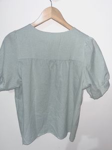 Checkered Puff Sleeve Top