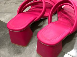 Neon Pink Block Heels