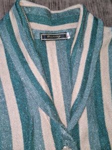 Striped Sleeveless Cardigan
