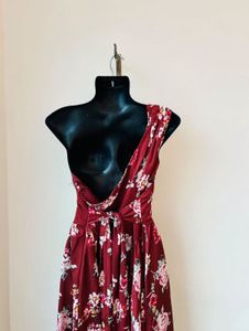 Cover Story Brown Floral Print Below Knee Dress