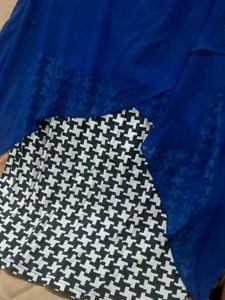 Blue Top with Houndstooth Skirt