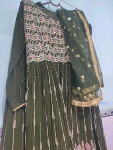 Green Embroidered Kurta Set