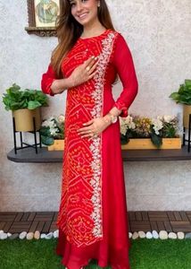 Pink Bandhani Kurta Set available in 3 color