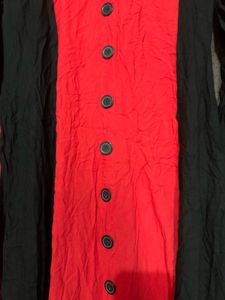 Red &amp; Black Button-Down Dress