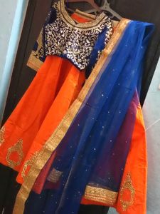 1-TimeUsed NavyBlue Blouse & Dupatta For Lehenga