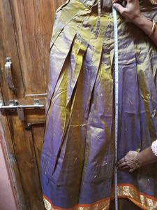1-TimeUsedGirls Grey&amp;Orange Lehenga-PattuPavada
