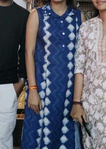 Indigo Print Sleeveless Kurta
