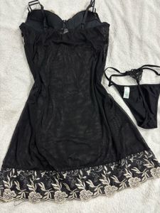 Black Floral Lingerie Set