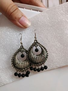 Silver Pair Of Earrings To Wear With Ethnic Wears