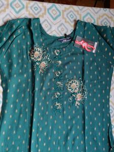 Teal Embellished Kurti