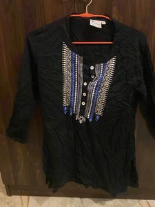 Embroidered Black Tunic kurta Shoppers Stop