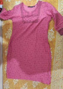 Pink Embroidered Kurta