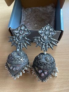 Oxidised Oversized Jhumkas