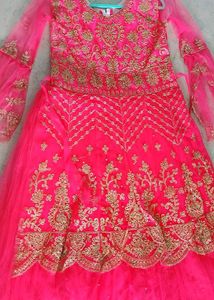 Elegant Pink Net Embroidered Party Gown for Women