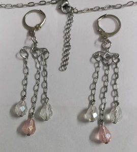 Elegant Crystal Drop Necklace &amp; Hoop Earrings 💎✨