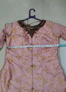 Pink Kurti with Embroidered Garara