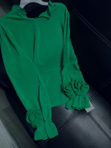 Elegant Green Floral Blouse