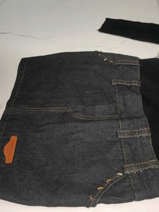 Black Long Sleeve Denim Mini Winter Dress