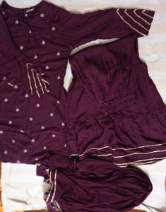 Wine Colour Sharara Set