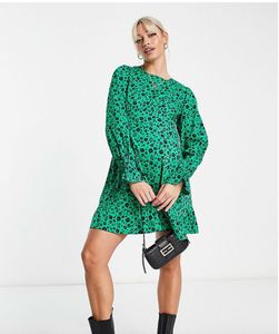 Green Floral Print Mini Dress
