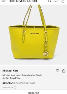 Authentic Michael Kors Lime Yellow Tote Bag