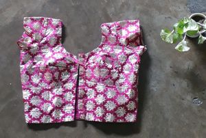 Pure Chanderi Silk Hot Pink Hand Made Blouse