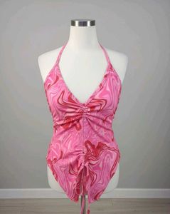 Pink Swirl Halter Top