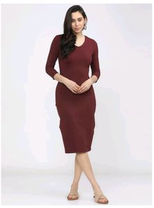 Price Drop Alert 🔥 Burgundy Bodycon Midi