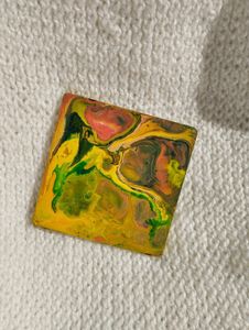 Hand-painted  Abstract wooden coaster