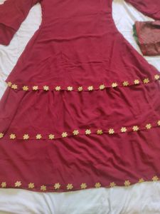Elegant Maroon Tiered Dress