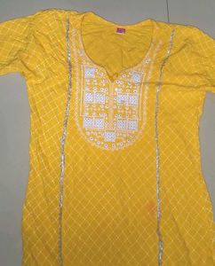 Yellow Embroidered Kurta