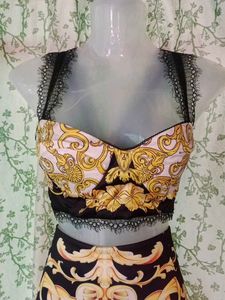 Elegant Patterned pencil Skirt high waist With Top