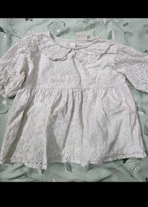 White Schiffli Top 5-6 Yrs