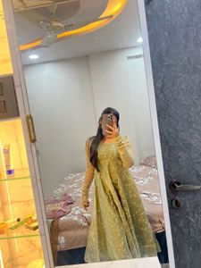 Elegant Green stitched anarkali Dress
