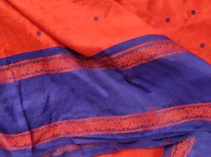 Rust And Blue Zero Zari Korvai Kanchipuram