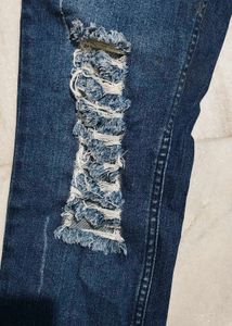 Ripped Denim Overalls