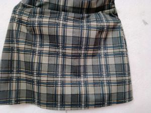 Plaid Mini Skirt with Zipper Detail