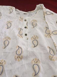 Elegant White Kurta By Large Size
