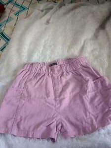 Lavender High-Waisted Shorts