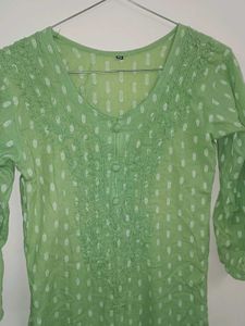 Green Chikinkari Kurta