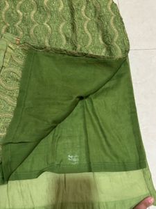 Pista Green Chanderi Cotton Kurta Set With Dupatta