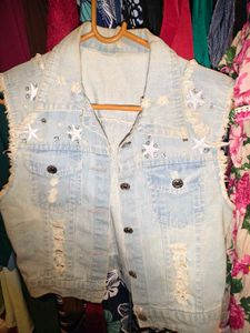 Chest Size 32-36 inches Distressed Denim Vest